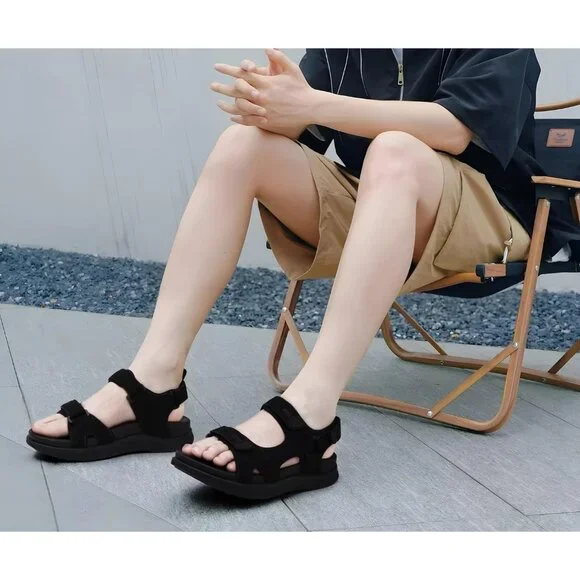 Casual Hiking Sandals Men's Black Athletic Sports Walking Fisherman Shoes - Picture 2 of 10